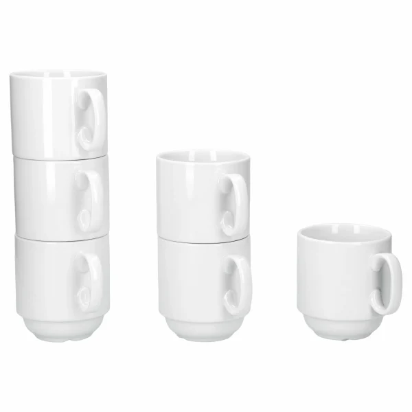 Null 6er Set Kaffeebecher Mit Ständer Stata 250ml Rosa Tasse Henkel Porzellan Stapelbar 6