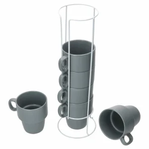 Null 6er Set Kaffeebecher Mit Ständer Stata 250ml Rosa Tasse Henkel Porzellan Stapelbar 13